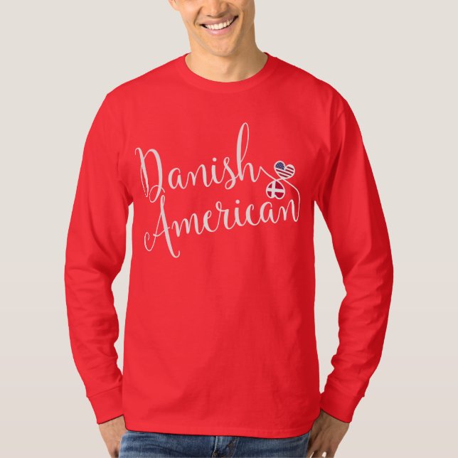 Camiseta Corazón entrelazada Danesa-Estadounidense (Anverso)