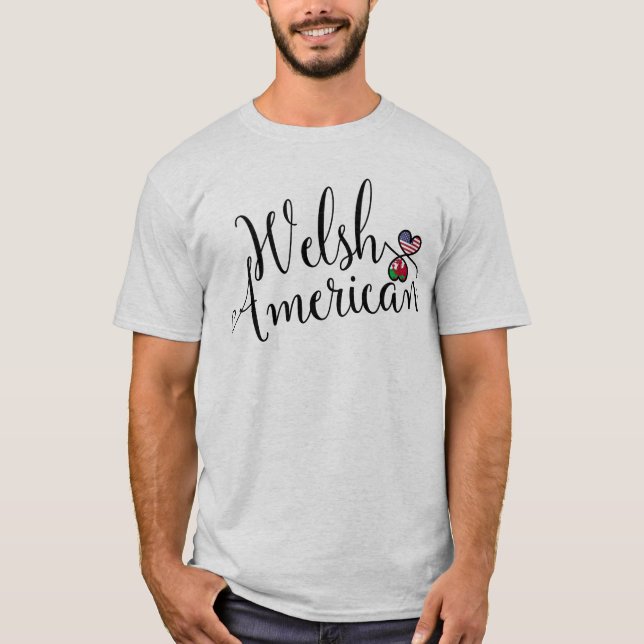 Camiseta Corazón entrelazada estadounidense galesa (Anverso)