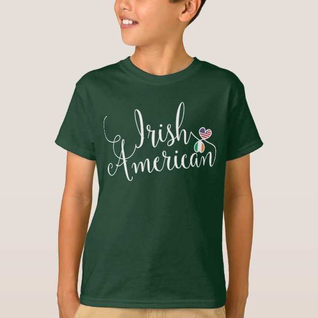 Camiseta Corazón entrelazado irlandés-estadounidense (Anverso)