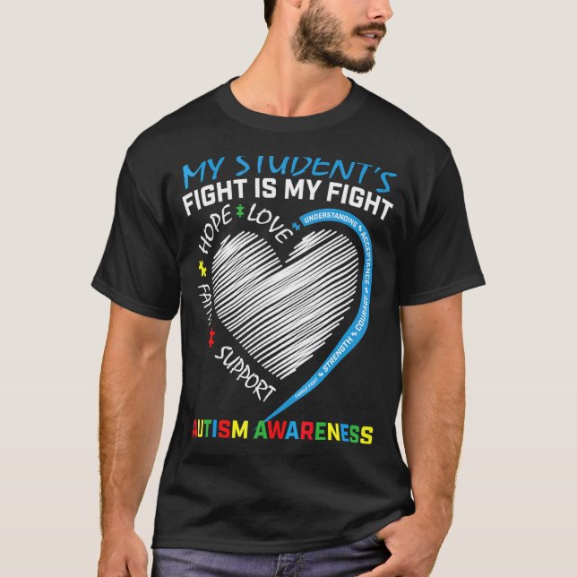 Camiseta Corazón Especial E de Pieza de Rompecabezas de Con (Anverso)