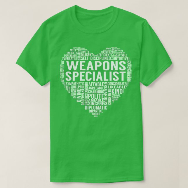 Camiseta Corazón Especializado en Armas (Diseño del anverso)