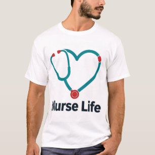 Camiseta Corazón Estetoscopio Vida de Enfermera