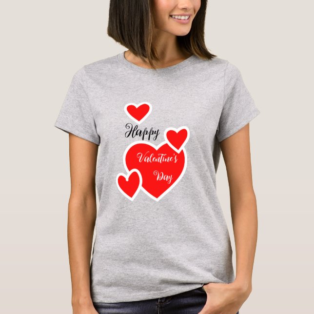 Camiseta Corazón femenino feliz Día de San Valentín (Anverso)