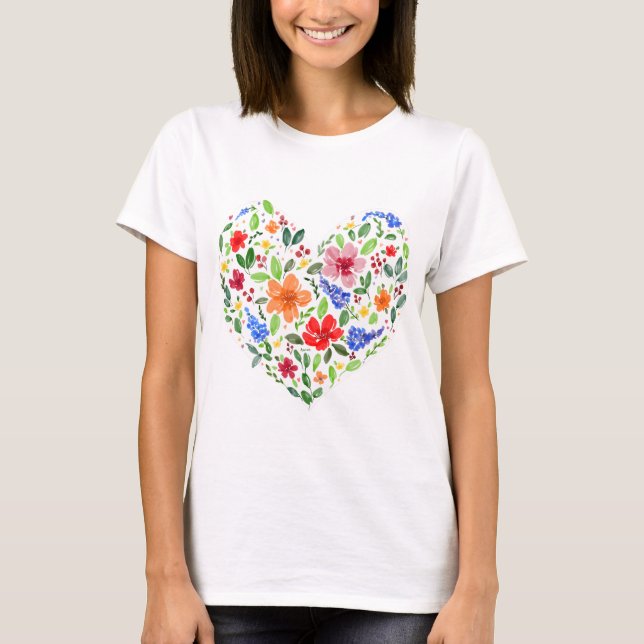 Camiseta Corazón Floral (Anverso)