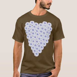 Camiseta Corazón Floral Azul y Blanco Periwinkle San Valent
