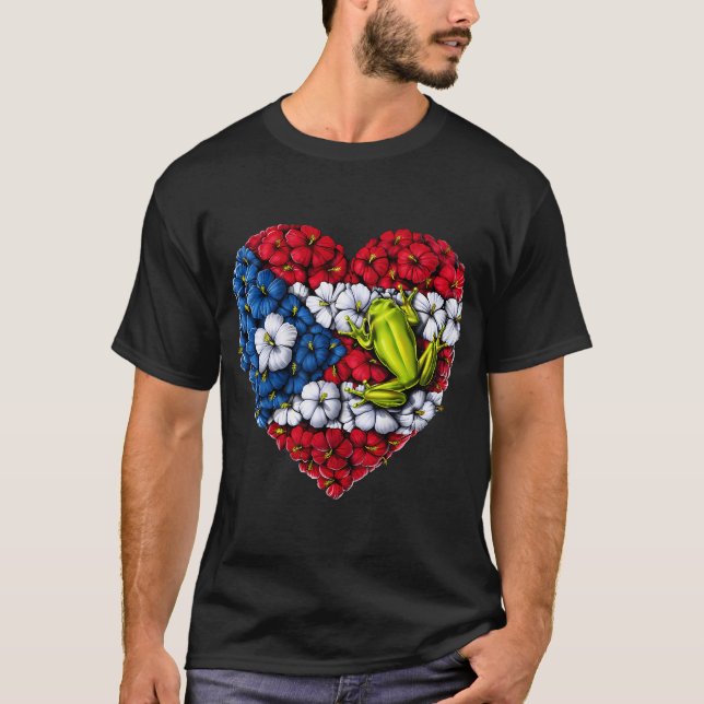 Camiseta Corazón Floral de Puerto Rico (Anverso)