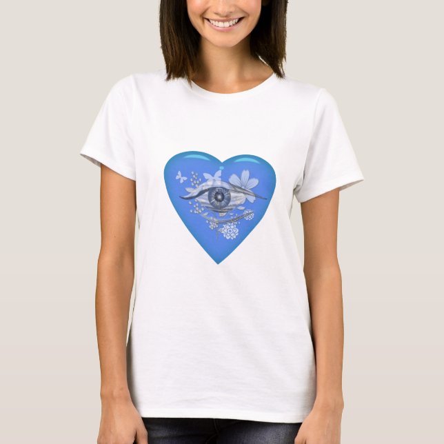 Camiseta Corazón Floral del Ojo Místico (Anverso)