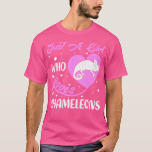 Camiseta Corazón Forma Chameleon Sólo Un Chica Que Ama Cham