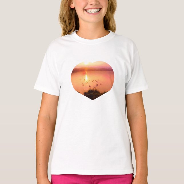 Camiseta Corazón fotográfico rosa y melocotón (Anverso)