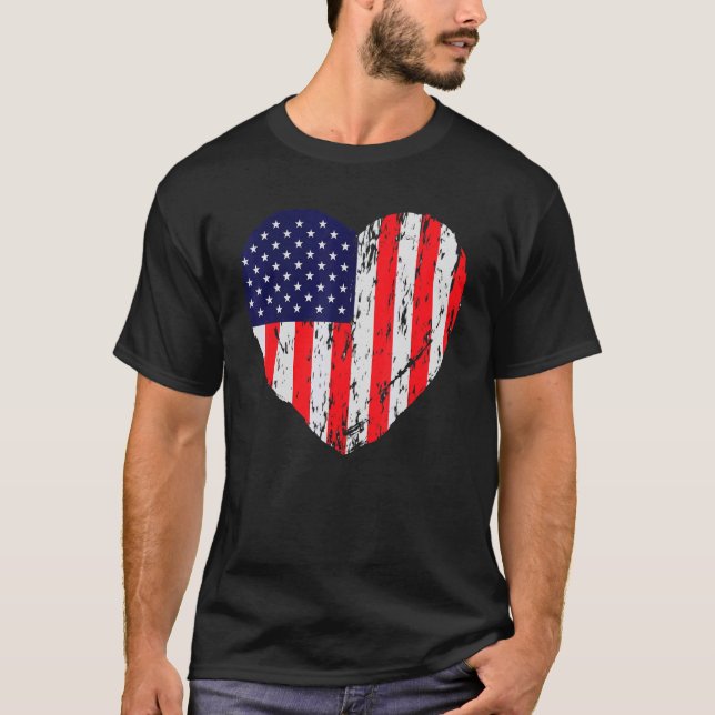 Camiseta Corazón Fuerzas Armadas Patrióticas Estadounidense (Anverso)