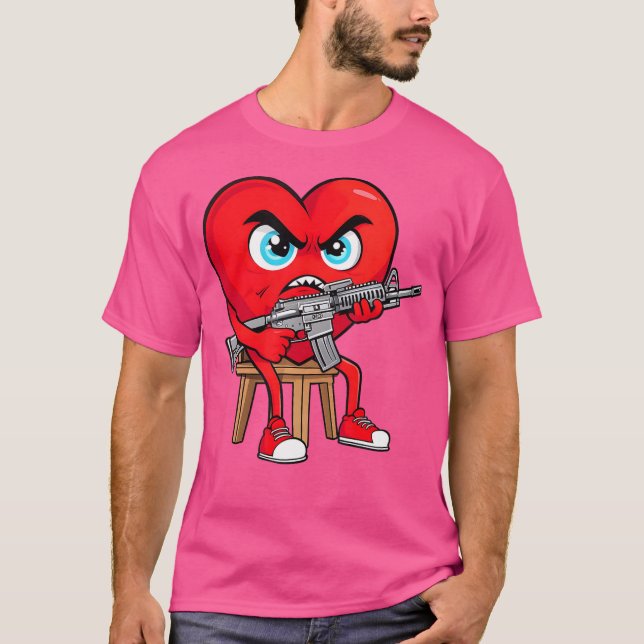 Camiseta Corazón furioso anti Valentine Gun feliz Valenitne (Anverso)