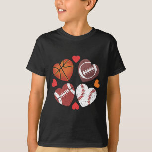 Camiseta Corazón Fútbol Baloncesto Béisbol Día de San Valen