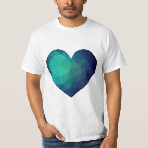 Camiseta Corazón geométrico de cristal azul