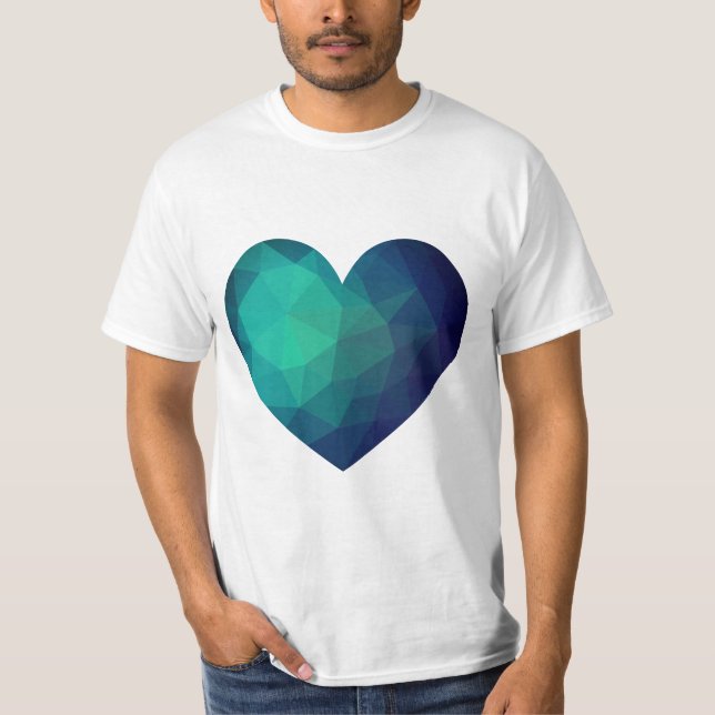 Camiseta Corazón geométrico de cristal azul (Anverso)