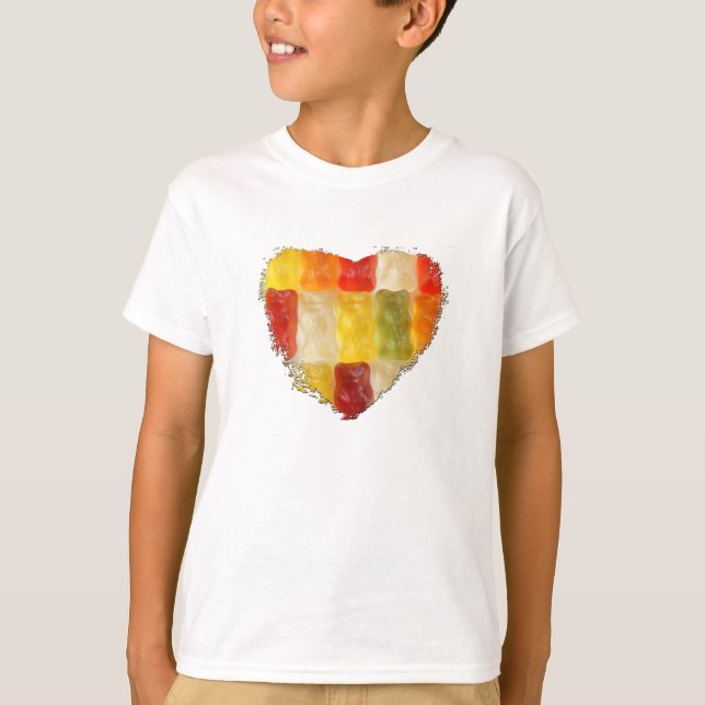 Camiseta corazón gomoso del oso (Anverso)