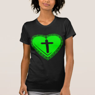 Camiseta Corazón Gótico + Cruz (Verde Negro)