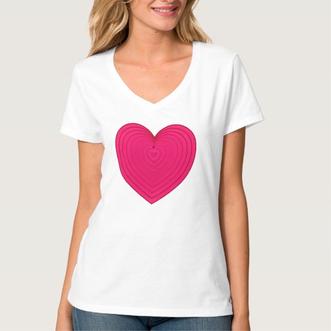 Camiseta Corazón gradiente satinado en rosa fuchsia / magen (Anverso)
