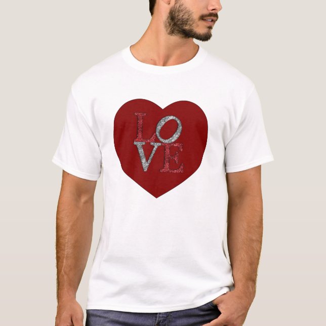 Camiseta ¡Corazón grande con AMOR chispeante! (Anverso)