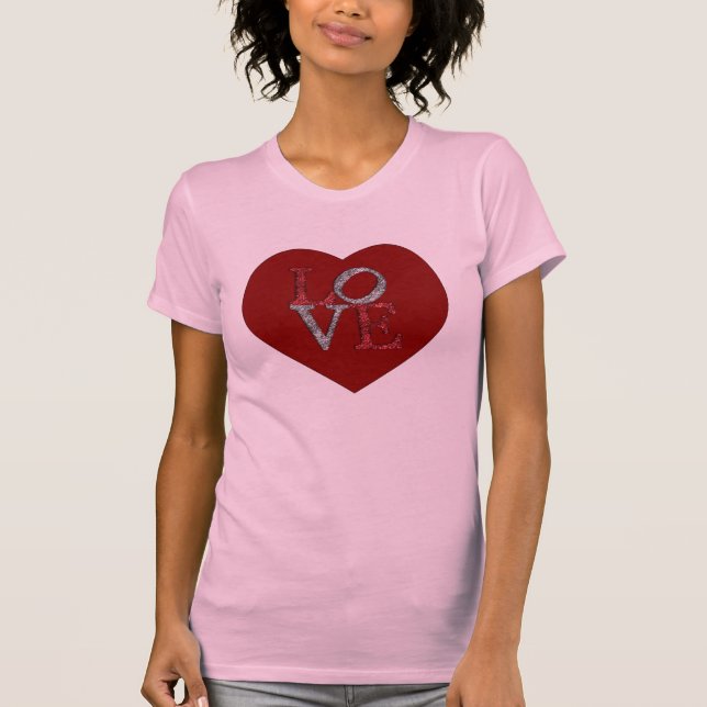 Camiseta ¡Corazón grande con AMOR chispeante! (Anverso)