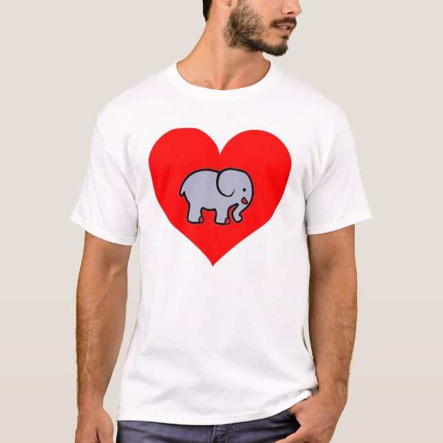 Camiseta Corazón grande T-sirt del elefante (Anverso)