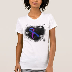 Camiseta Corazón grueso de cinta azul y púrpura