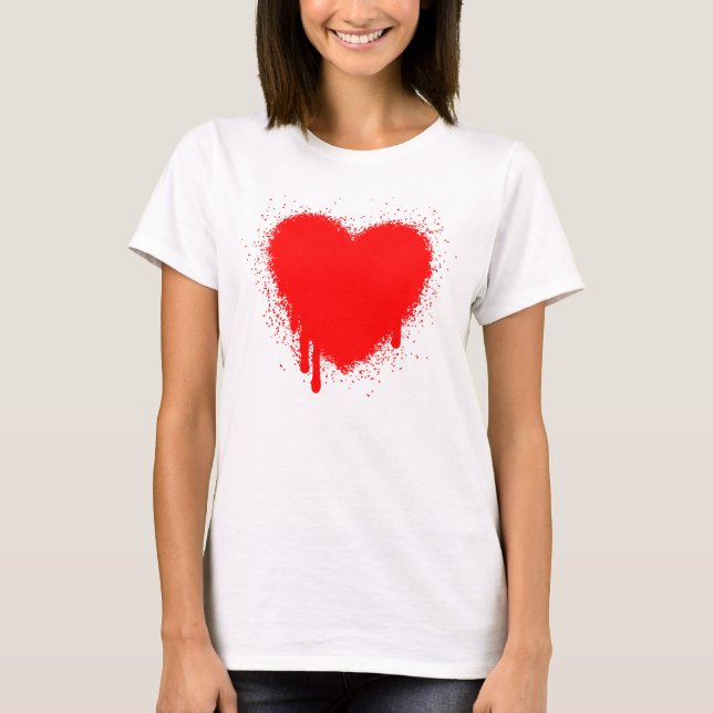 Camiseta Corazón Grunge - Rojo (Anverso)