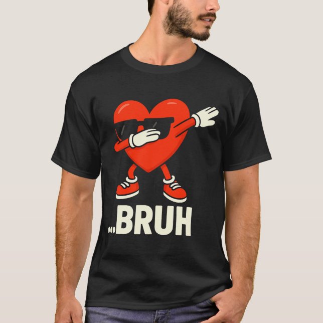 Camiseta Corazón haciendo dabbing Singles ...bruh Meme Dive (Anverso)