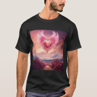Corazón humeante rosa con alas en el desierto blan
