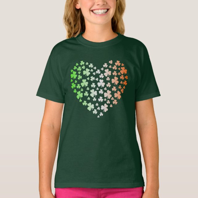 Camiseta Corazón irlandés del trébol del día de St Patrick (Anverso)
