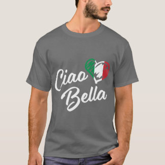 Camiseta Corazón italiano Ciao Bella Escritura Lindo Italia