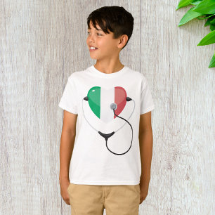 Camiseta Corazón italiano con Stethoscope Healthcare