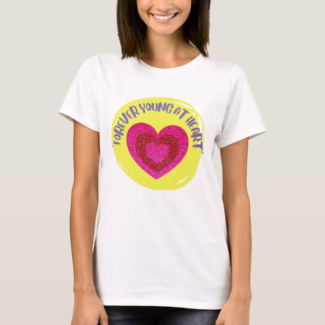 Camiseta corazón joven para siempre (Anverso)