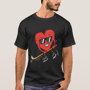 Camiseta Corazón jugando hockey sobre hielo Día de San Vale