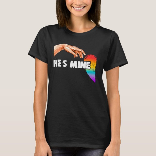 Camiseta Corazón lgbt arcoiris que es mío para pullo de par (Anverso)