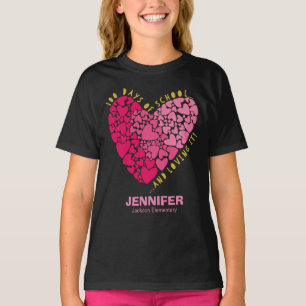 Camiseta Corazón lindo 100 días de escuela y amor