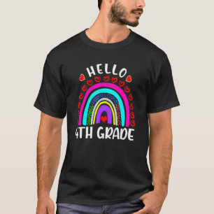 Camiseta Corazón lindo Arcoiris Hola primer día de 4º grado