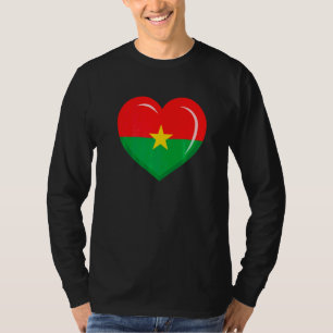 Camiseta Corazón lindo Bandera de Burkina Faso Hombres Muje