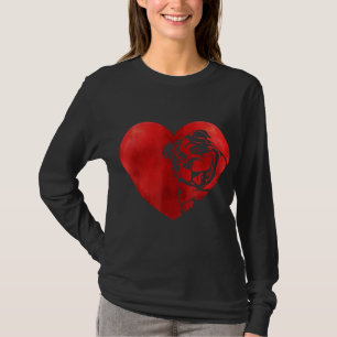Camiseta Corazón lindo Bulldog inglés Perro cachorro valent