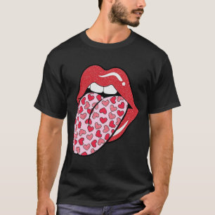 Camiseta Corazón lindo labios lengua Día de San Valentín re