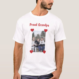 Camiseta Corazón lindo Orgulloso Abuelo Amo Foto Vertical