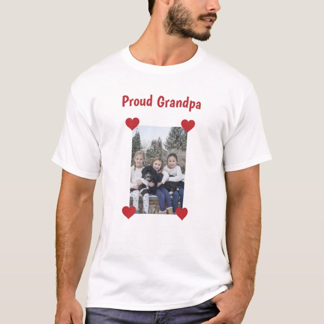 Camiseta Corazón lindo Orgulloso Abuelo Amo Foto Vertical (Anverso)