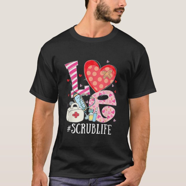 Camiseta Corazón lindo Stethoscope Scrub Enfermera de la vi (Anverso)
