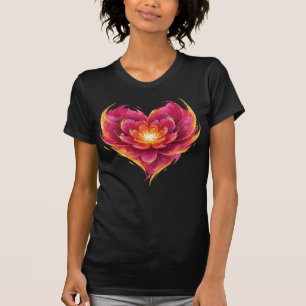 Camiseta Corazón Llameante De Amor En Flor