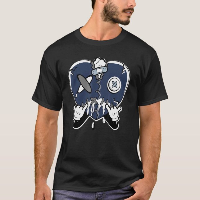 Camiseta Corazón llorando Marina de Mediana Noche (Anverso)