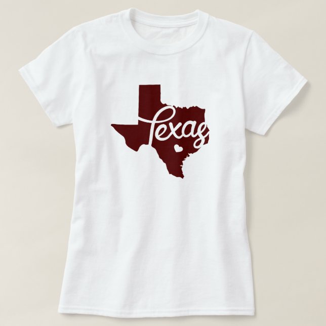 Camiseta Corazón Marrón de Texas (Diseño del anverso)