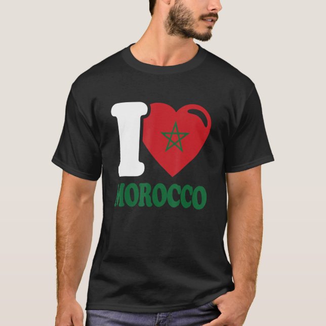 Camiseta Corazón Marruecos. Bella bandera de Marruecos - Me (Anverso)