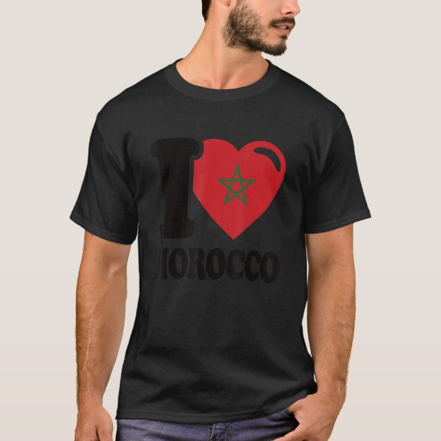 Camiseta Corazón Marruecos Hermosa Bandera de Marruecos me  (Anverso)