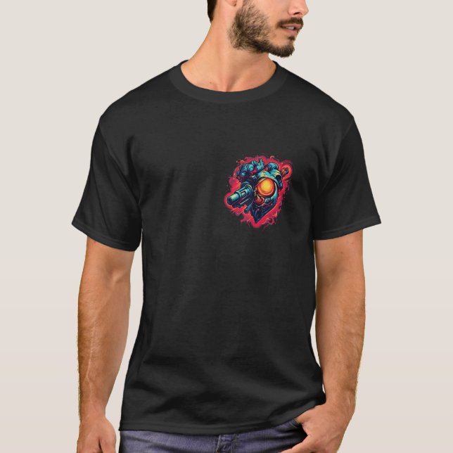 Camiseta Corazón mecánico anatómico con ciberpu de arma lás (Anverso)