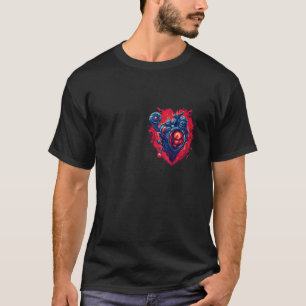 Camiseta Corazón mecánico anatómico con ciberpu de arma lás