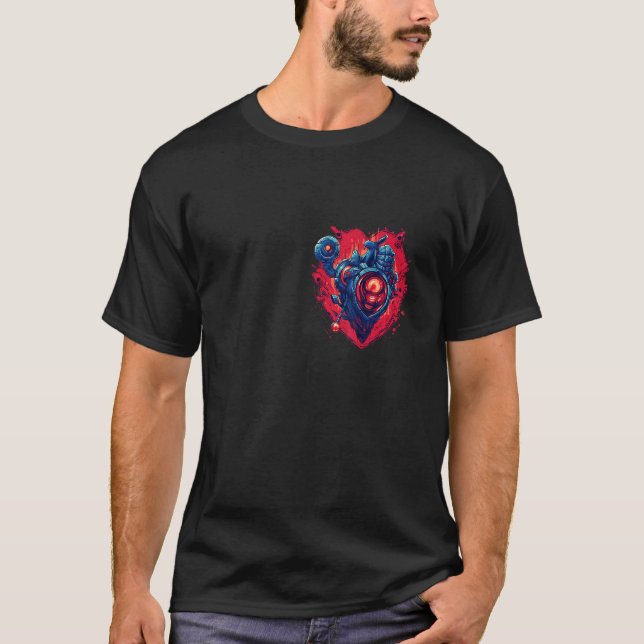Camiseta Corazón mecánico anatómico con ciberpu de arma lás (Anverso)